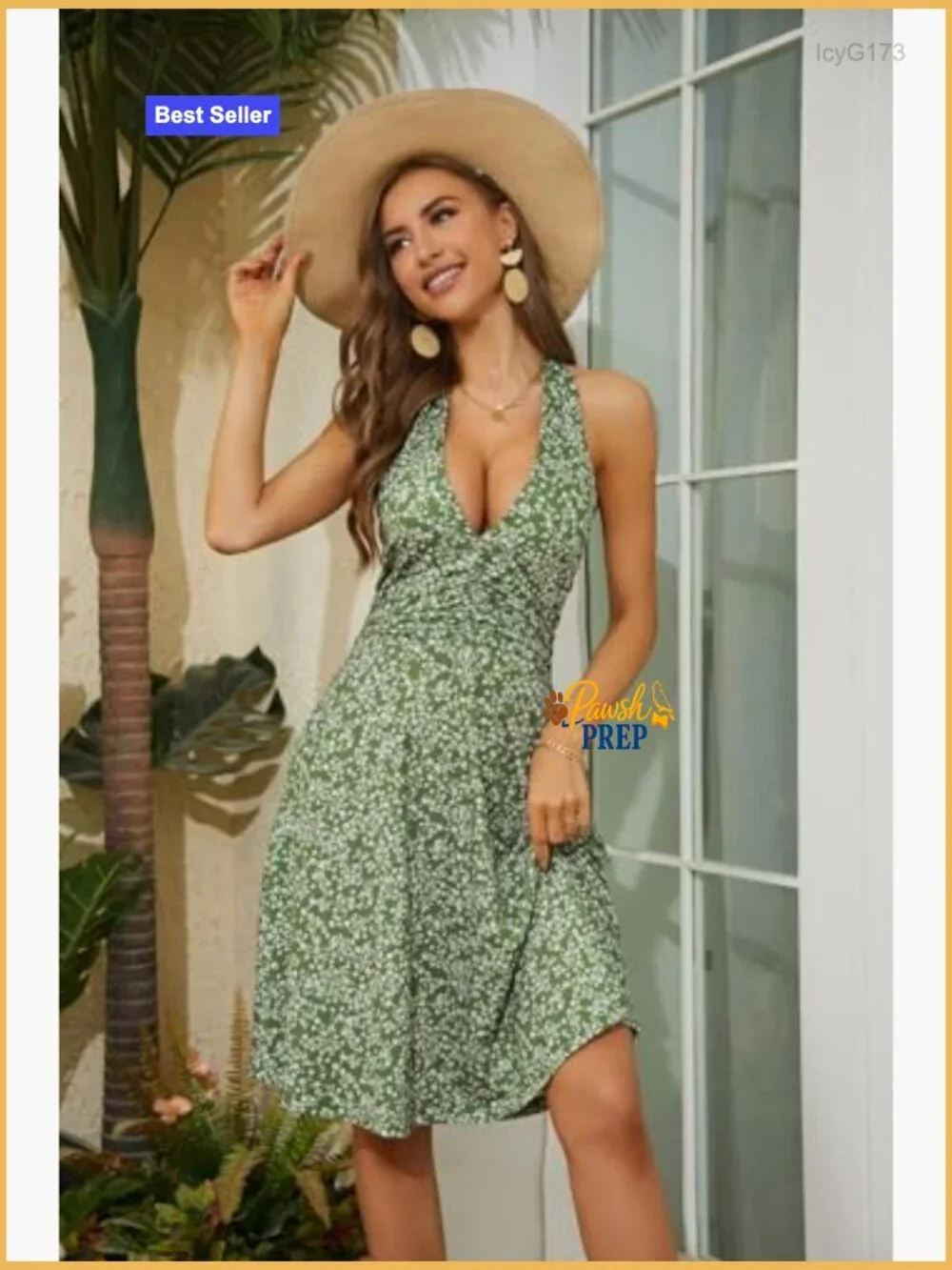 Sleeveless Halter Sundress with Pocket Elastic Waist Ruffle Mini Dress